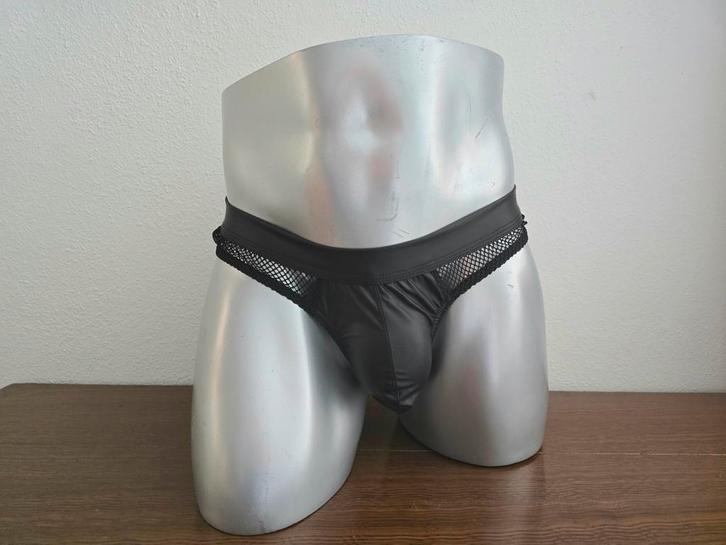 Leatherlook String, Kleding | Heren, Ondergoed, Slip, Zwart, Ophalen of Verzenden