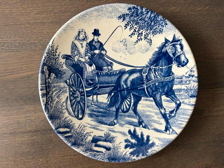 Delfts Blauw Wandbord Chemkefa Holland Koets Paard Klassiek, Antiek en Kunst, Antiek | Wandborden en Tegels, Ophalen