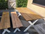 Tuintafel + 2 banken, Tuin en Terras, Ophalen, Gebruikt, Hout