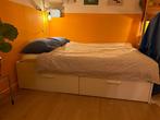 Brimnes 140x200 incl lattenbodem en matras, Ophalen, Gebruikt, Wit, Tweepersoons