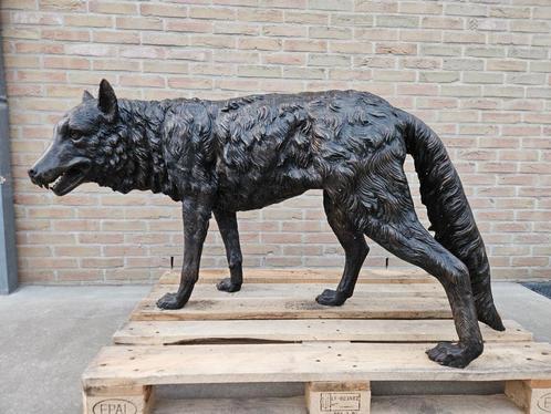 BRONZEN GROTE ZEER MOOIE WOLF TOP! INTERESSANTE PRIJS !!!, Tuin en Terras, Tuinbeelden, Nieuw, Dierenbeeld, Overige materialen