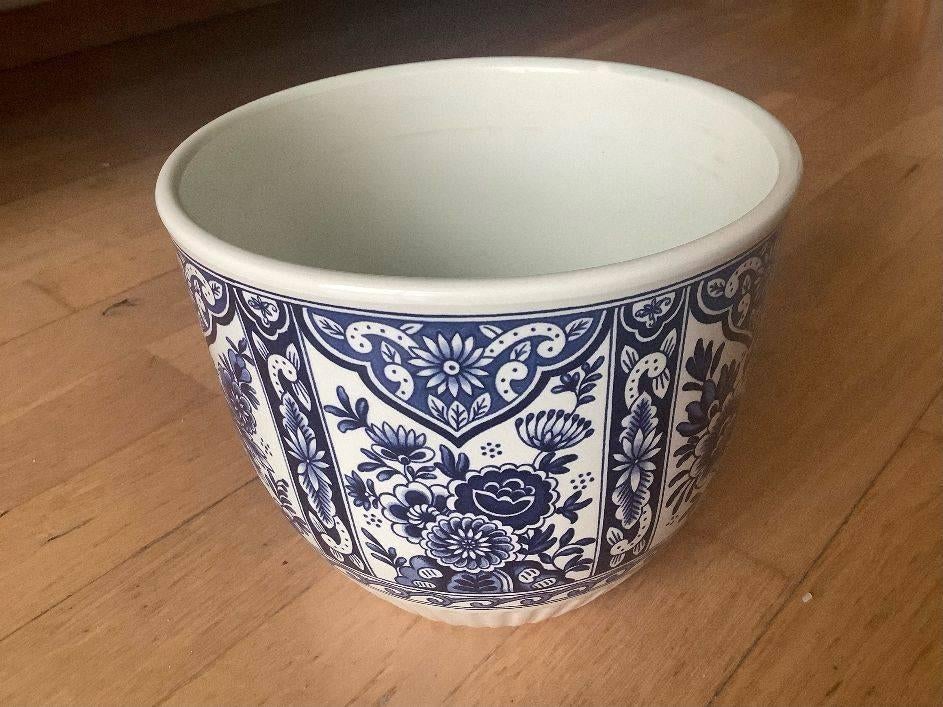 Delft Sphinx authentieke keramische bloempot wit-blauw, Ophalen
