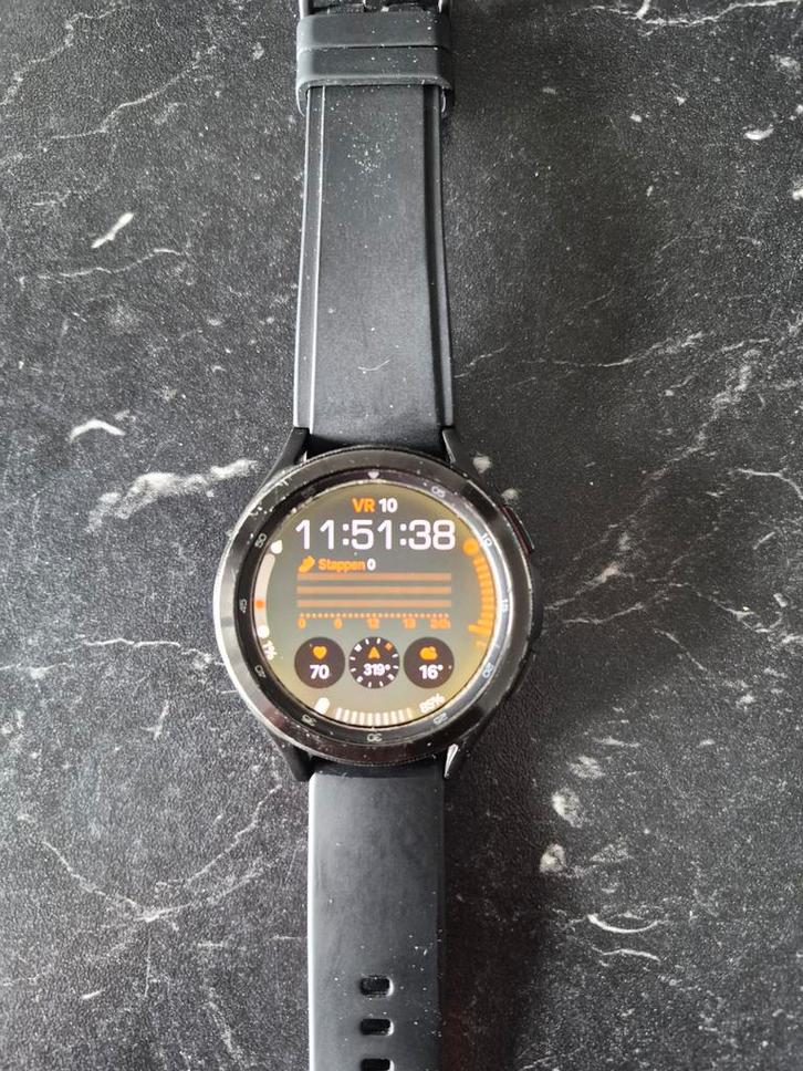 Samsung Galaxy Watch 4 Classic 44mm, Sieraden, Tassen en Uiterlijk, Smartwatches, Gebruikt, Android, Zwart, Afstand, Calorieverbanding