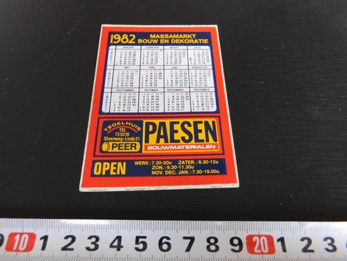 sticker kalender 1982 belgië peer paesen bouwmaterialen, Verzamelen, Stickers, Zo goed als nieuw, Bedrijf of Vereniging, Ophalen