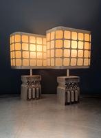 2 Metalen Vintage Tafellampen 1970's, Ophalen, Gebruikt, Mid Century Modern Brutalist Design, Minder dan 50 cm
