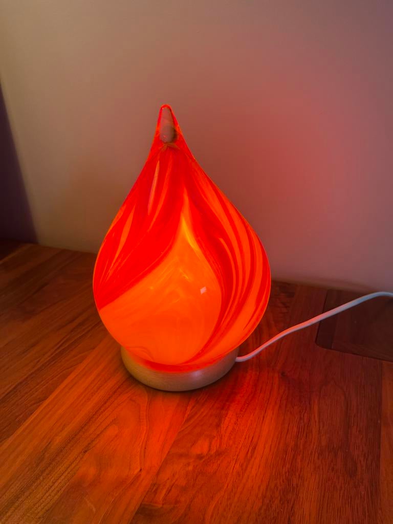 Vintage Oranje Glazen Lamp, Huis en Inrichting, Lampen | Vloerlampen, Ophalen, Gebruikt, Glas, Minder dan 100 cm