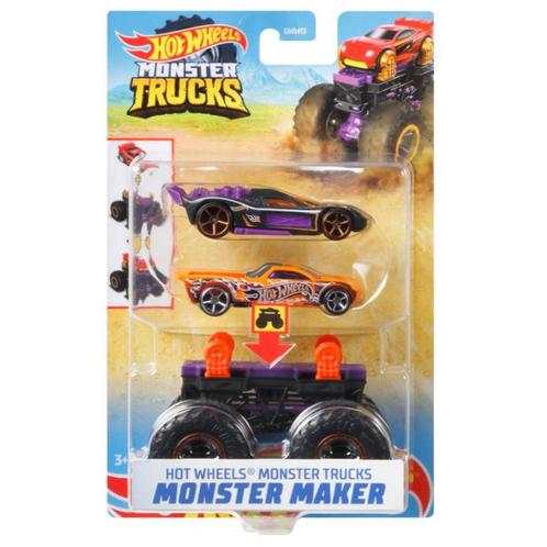 Hotwheels: Monster Trucks: Monster Maker 1:64: Zwart/Paars, Kinderen en Baby's, Speelgoed | Speelgoedvoertuigen, Nieuw, Ophalen of Verzenden