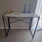 Bureau / sidetable inklapbaar, 50 tot 100 cm, Zo goed als nieuw, Metalen onderstel en blad met marmerlook., Ophalen of Verzenden