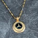 14k goudeb ketting met mercedes hanger, Ophalen of Verzenden, Nieuw, Goud
