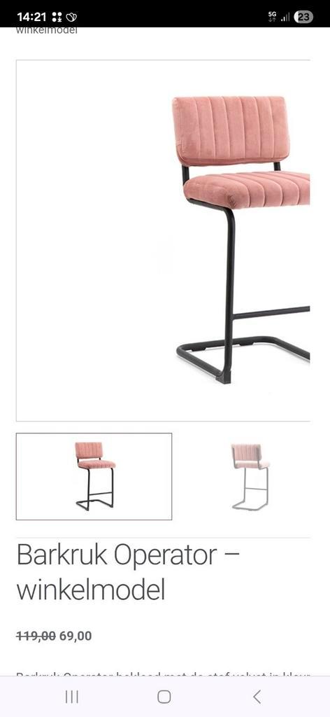 Barkrukken oud roze, Huis en Inrichting, Barkrukken, Gebruikt, 60 tot 90 cm, 2 krukken, Ophalen