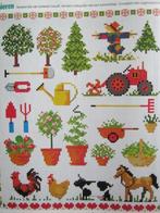 Borduurpatroon  Tuin merklap  nr 9976, Hobby en Vrije tijd, Borduren en Borduurmachines, Verzenden, Nieuw, Handborduren, Patroon