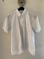 Overhemd wit met blauw streepje , korte mouw, Wit, Galfa club, Gedragen, Halswijdte 39/40 (M)