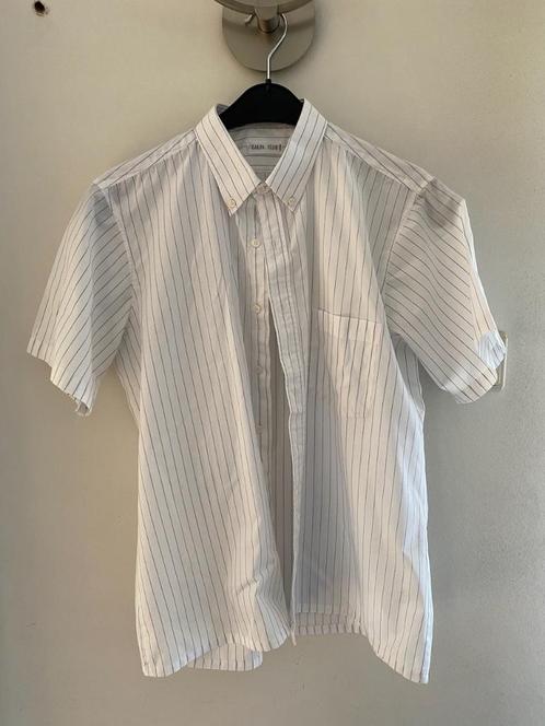 Overhemd wit met blauw streepje , korte mouw, Kleding | Heren, Overhemden, Gedragen, Halswijdte 39/40 (M), Wit, Ophalen of Verzenden