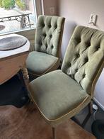 4 Zgan Groene Velvet Eetkamerstoelen, Huis en Inrichting, Stoelen, Ophalen, Overige kleuren, Vier, Stof