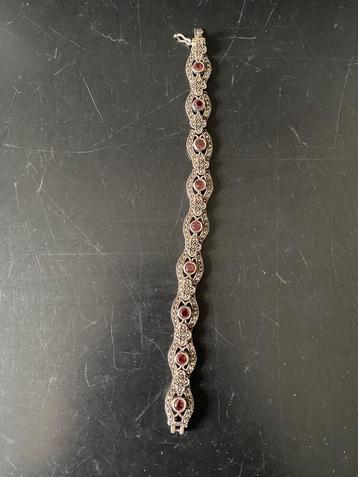 Klassiek zilveren armband met rode zirkonia's (925) beschikbaar voor biedingen