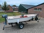 TOER- VISBOOT INCLUSIEF TRAILER EN MOTOR zie omschrijving, Watersport en Boten, Vis- en Consoleboten, Tot 10 pk, Ophalen of Verzenden