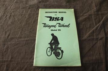 BSA Winged Wheel 1953 instruction manual hulpmotor W1 beschikbaar voor biedingen