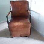 4 Industriele Buffelleer Eetkamerstoelen, Ophalen, Gebruikt, Minder dan 75 cm, Leer