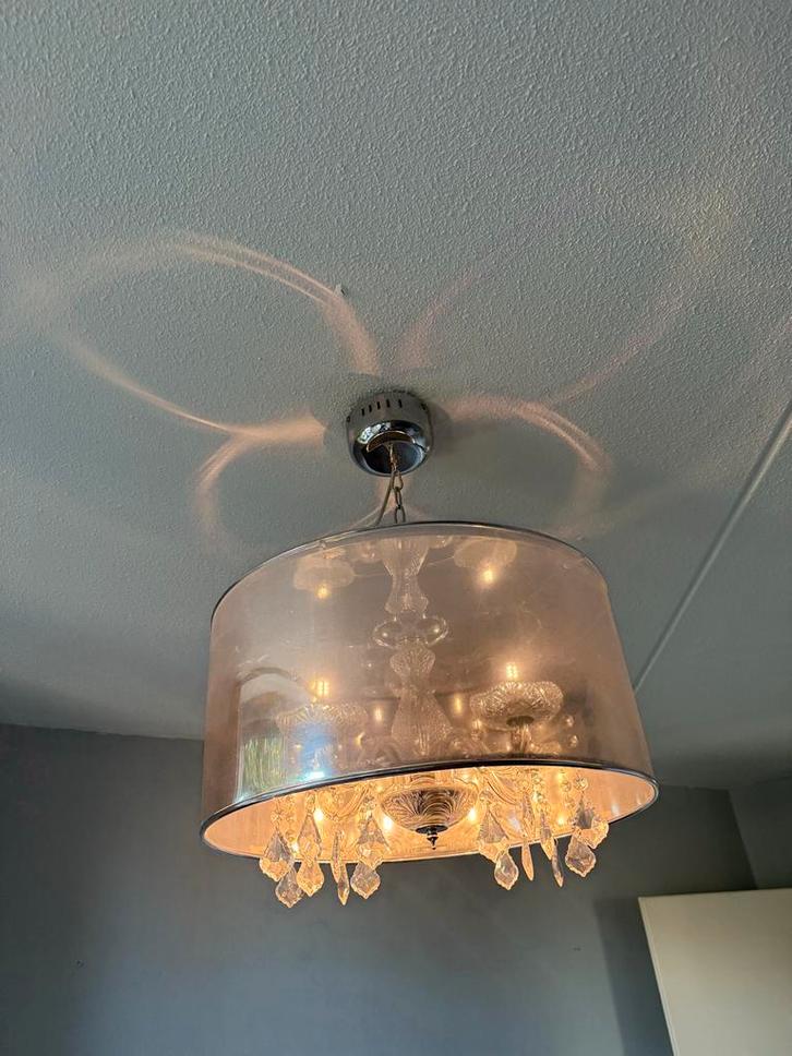 Luxe hanglamp met kristallen, Huis en Inrichting, Lampen | Hanglampen, Zo goed als nieuw, 50 tot 75 cm, Glas, Ophalen of Verzenden