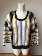 Handgemaakt trui gestreept bruin wit grijs oversized feesize, Overige kleuren, Maat 42/44 (L), Ophalen of Verzenden, Zo goed als nieuw