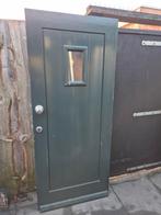 Hardhouten buitendeur. 87x201cm. Dubbelglas in lood., Ophalen, Gebruikt, 80 tot 100 cm, Buitendeur