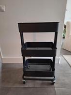 Zwarte metalen trolley/rolkast ikea, Ophalen, Gebruikt