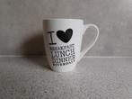 Mok 200 ml. "I love Breakfast, Lunch, Dinner" Riverdale, Ophalen of Verzenden, Zo goed als nieuw, Overige stijlen, Kop(pen) en/of Schotel(s)