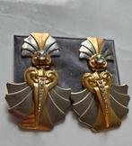 Vintage Art Nouveau Oorbellen, Sieraden, Tassen en Uiterlijk, Oorbellen, Overige materialen, Geel, Ophalen of Verzenden, Met edelsteen