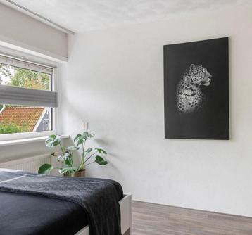 Canvas Panter Schilderij Zwart Wit - 75x115cm beschikbaar voor biedingen