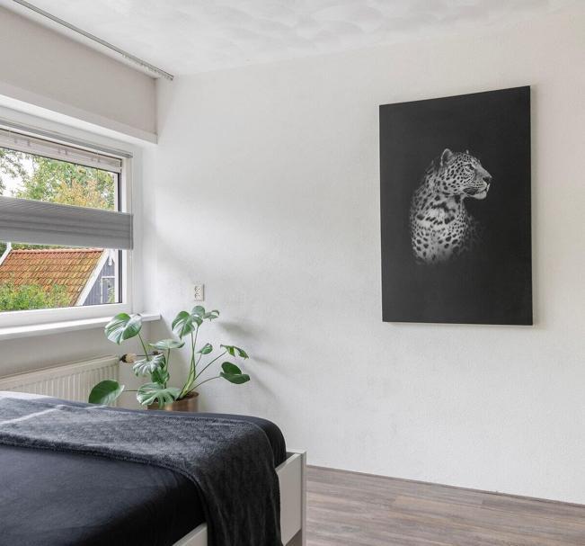 Canvas Panter Schilderij Zwart Wit - 75x115cm, Antiek en Kunst, Kunst | Schilderijen | Klassiek, Ophalen