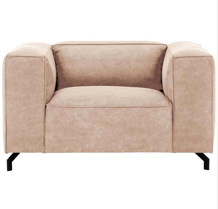 Loveseat Calvin | Beige | Microleer, Huis en Inrichting, Banken | Sofa's en Chaises Longues, Minder dan 150 cm, Leer, Ophalen