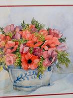 Aquarel A. van Wingerden - Bloemen in Vaas, Ophalen of Verzenden