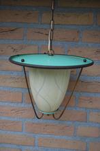 Fifties hanglamp lantaarnlamp, Huis en Inrichting, Lampen | Hanglampen, Ophalen, Gebruikt, Vintage, Glas