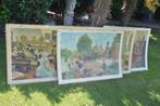 4 oude schoolplaten voor de Vaderlandsche Geschiedenis, Antiek en Kunst, Ophalen of Verzenden, Geschiedenis