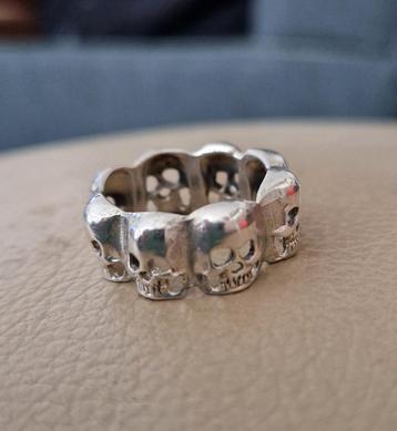 Maat 19,25- Zilveren (925) GOTHIC / GOTISCHE ring DOODSHOOFD beschikbaar voor biedingen