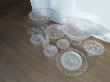 Vintage glazen servies Masserini Barocco Italië, vanaf prijs beschikbaar voor biedingen