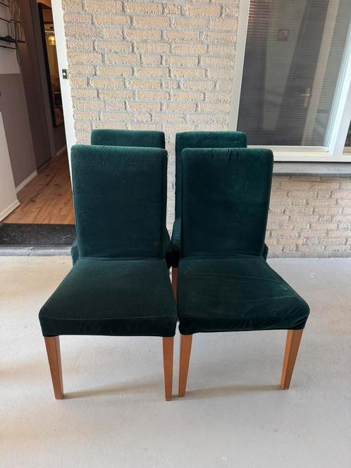 4x IKEA HENRIKSDAL stoelen met donkergroene velvet hoezen, Huis en Inrichting, Stoelen, Zo goed als nieuw, Vier, Overige kleuren