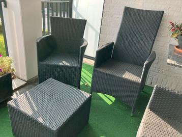 Tuinstoelen set: 2x laag, 2x verstelbaar hoog beschikbaar voor biedingen
