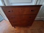 Deense vintage ladekast met 4 lades, teak, jaren 50-60, Huis en Inrichting, Kasten | Ladekasten, Ophalen, Gebruikt, Vintage, 50 tot 100 cm