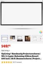 Upliving projectiescherm handmatig 100 inch 236 cm breed, Audio, Tv en Foto, Projectieschermen, Ophalen, Nieuw