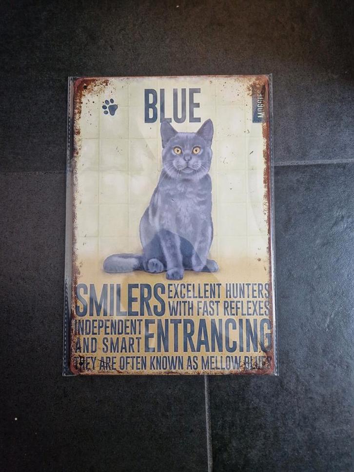 Blue kat wandbord, Huis en Inrichting, Woonaccessoires | Wanddecoraties, Nieuw, Ophalen of Verzenden