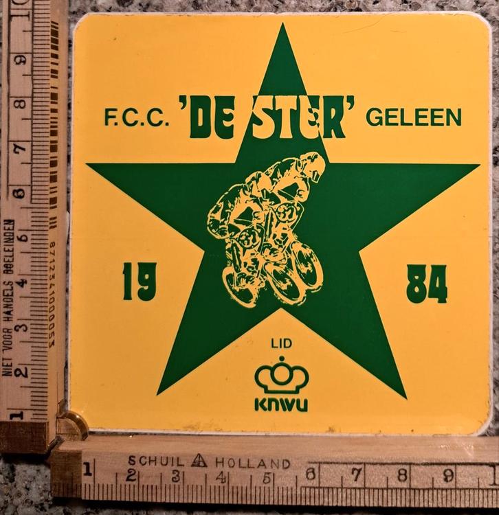 Vintage sticker Fietscross Club BMX de ster Geleen, Verzamelen, Stickers, Zo goed als nieuw, Ophalen of Verzenden