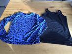 Mooi Blauw shirtje met zwart hempje,maat 146/152, Meisje, Ophalen of Verzenden, Zo goed als nieuw, Shirt of Longsleeve