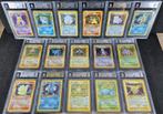 Pokémon Base Set 1st Edition NL 16/16 Holo - Beckett Graded, Ophalen of Verzenden, Zo goed als nieuw, Meerdere kaarten, Foil