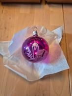 Vintage Jaren 90 Kerstbal Roze met Kerkje, Diversen, Kerst, Ophalen, Gebruikt