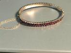 Armband zilver goud verguld Antiek met granaat, Antiek en Kunst, Antiek | Goud en Zilver, Ophalen of Verzenden, Goud