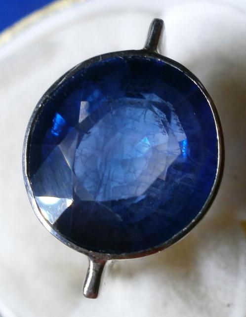 Blauw saffier ca 8 karaat zilver 925 ring zeldzaam ca 1970, Sieraden, Tassen en Uiterlijk, Ringen, Zo goed als nieuw, Dame of Heer