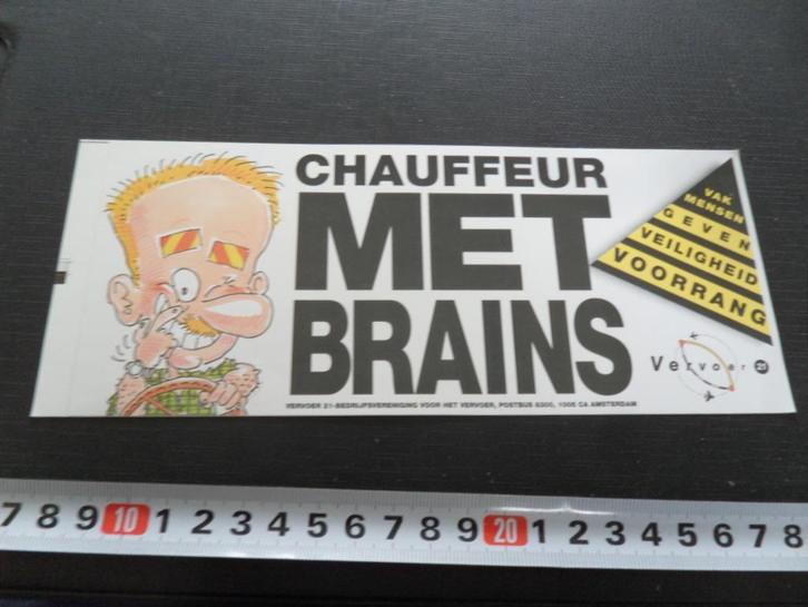sticker Chauffeur met BRAINS Amsterdam Vervoer 21, Verzamelen, Stickers, Zo goed als nieuw, Bedrijf of Vereniging, Ophalen