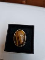 Fraaie tijgeroog in ring (maat 19), Bruin, 19 tot 20, Ophalen of Verzenden, Zo goed als nieuw