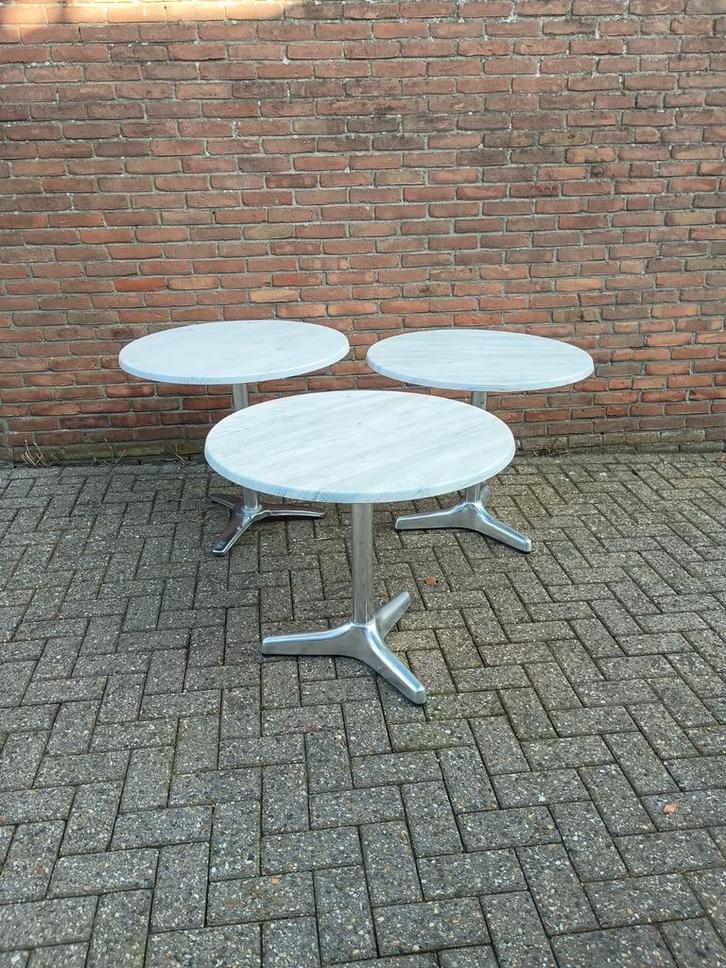 Terras Tafeltjes met Greywash Blad, Tuin en Terras, Tuintafels, Gebruikt, Rond, Ophalen